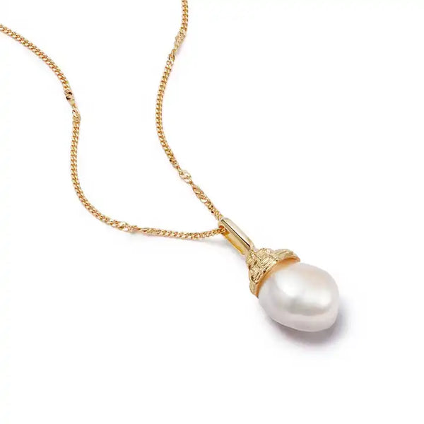 elegant big baroque pearl shell gold vermeil silver necklace