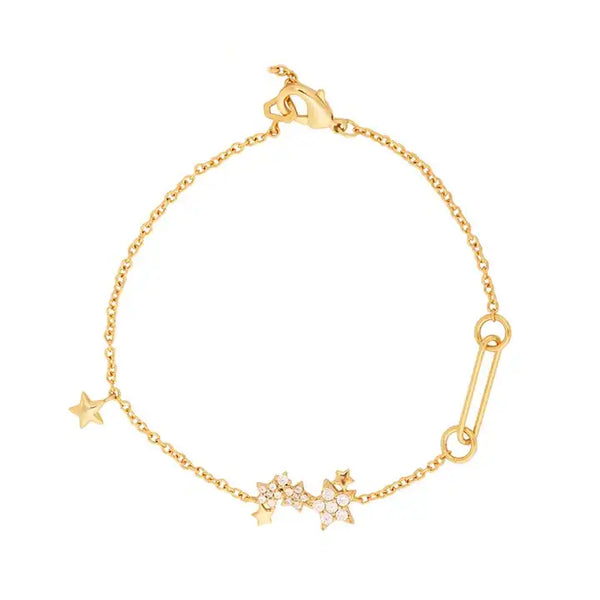 gold plated 14k 925 silver white zircon star adjustable bracelet