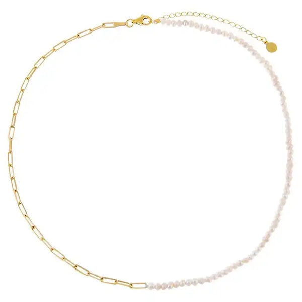 18k jewelry gold plated large paperclip chain natural freshwater pearls necklace