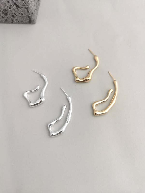 liquid series, sterling silver irregular earring